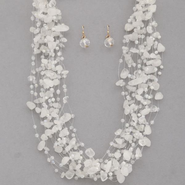 BEADED WIRE LAYERED NECKLACE