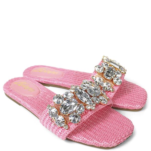 EMBELLISHED ONE BAND RAFFIA SANDAL 12 PAIRS