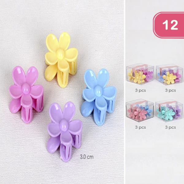 MINI FLOWER HAIR CLAW JAW CLIP SET (12 UNITS)