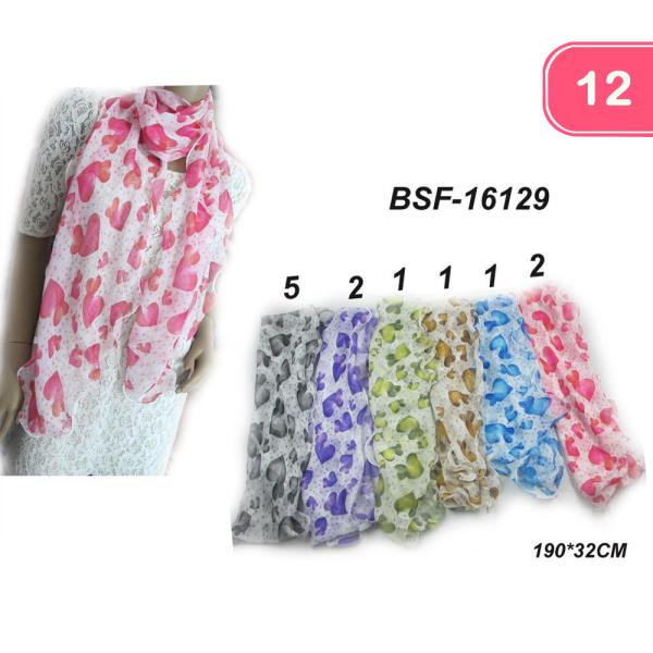 HEART PATTERN SCARF (12 UNITS)