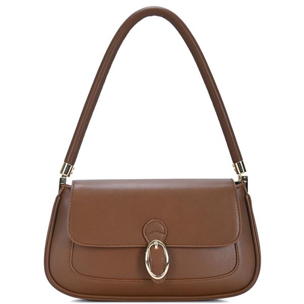 OVAL BUCKLE DESIGN SHOULDER BAG