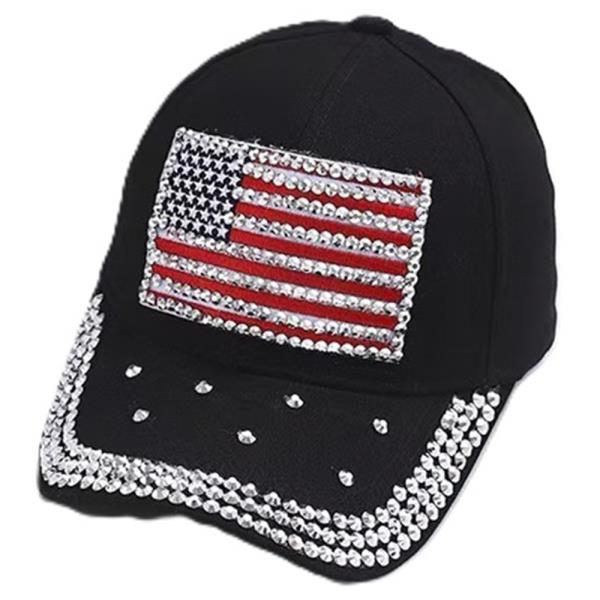 RHINESTONE USA AMERICAN FLAG FASHION CAP