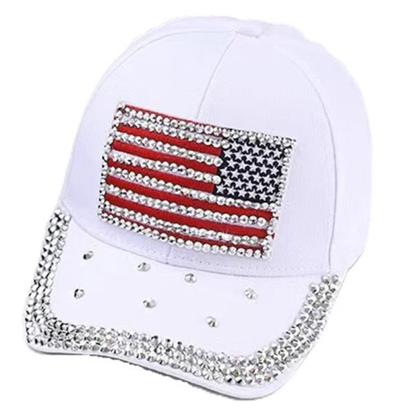 RHINESTONE USA AMERICAN FLAG FASHION CAP