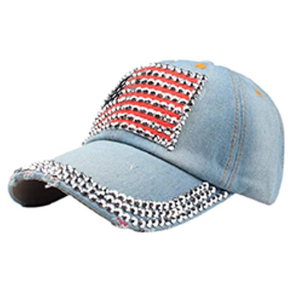 RHINESTONE USA AMERICAN FLAG FASHION CAP