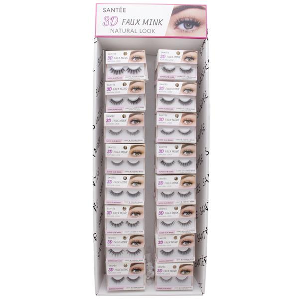 SANTEE 3D FAUX MINK NATURAL LOOK EYE LASHES W DISPLAY SET