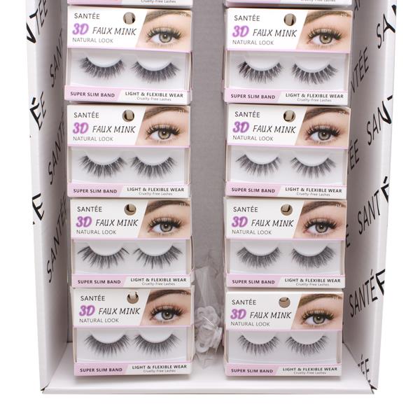 SANTEE 3D FAUX MINK NATURAL LOOK EYE LASHES W DISPLAY SET