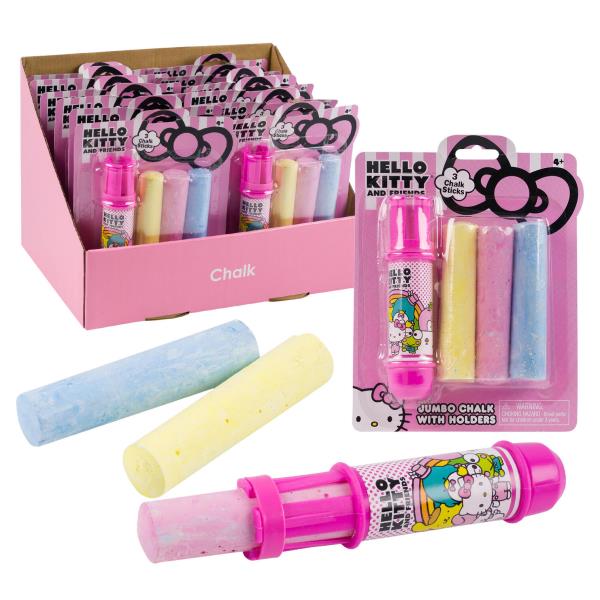 HELLO KITTY AND FRIENDS JUMBO CHALK WITH HOLDERS - 3 CHALK STICKS