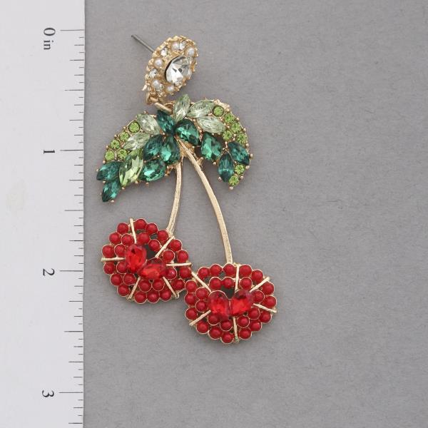 SDJ RHINESTONE CHERRY DANGLE EARRING