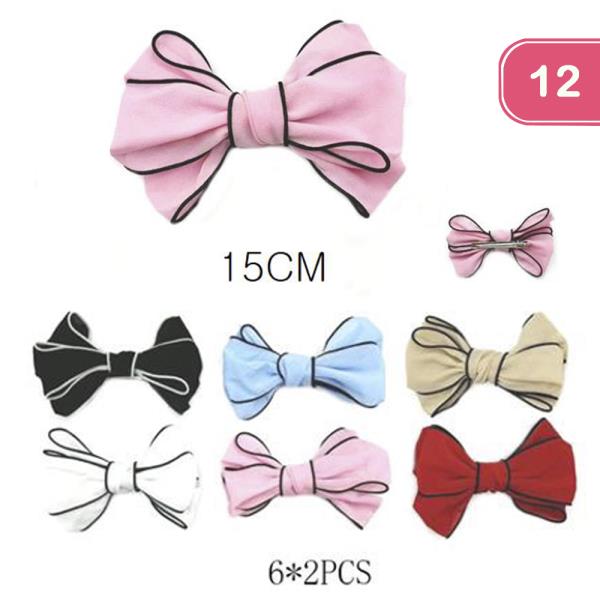 RIBBON HAIR BOW PIN (12 UNITS)