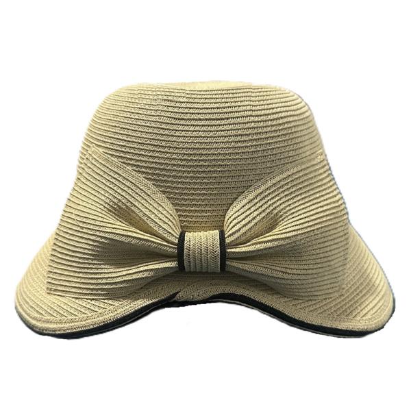 STRAW CLOCHE HAT WITH A DECORATIVE BOW ACCENT