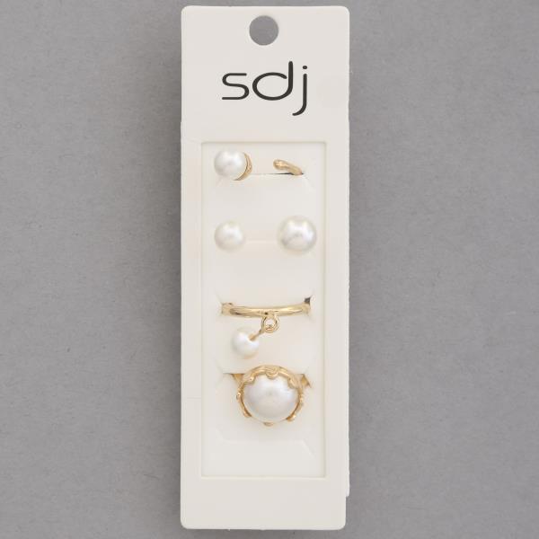 SDJ PEARL BEAD ASSORTED RING SET