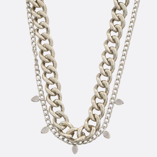 SDJ CIRCLE LINK TEARDROP CHARM LAYERED CCB NECKLACE