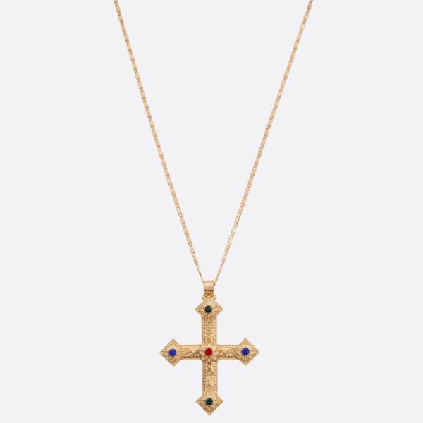 SDJ CROSS PENDANT METAL NECKLACE