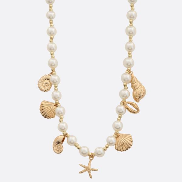 SDJ SEA LIFE CHARM PEAR BEAD STATION NECKLACE