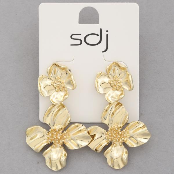 SDJ DOUBLE FLOWER METAL EARRING