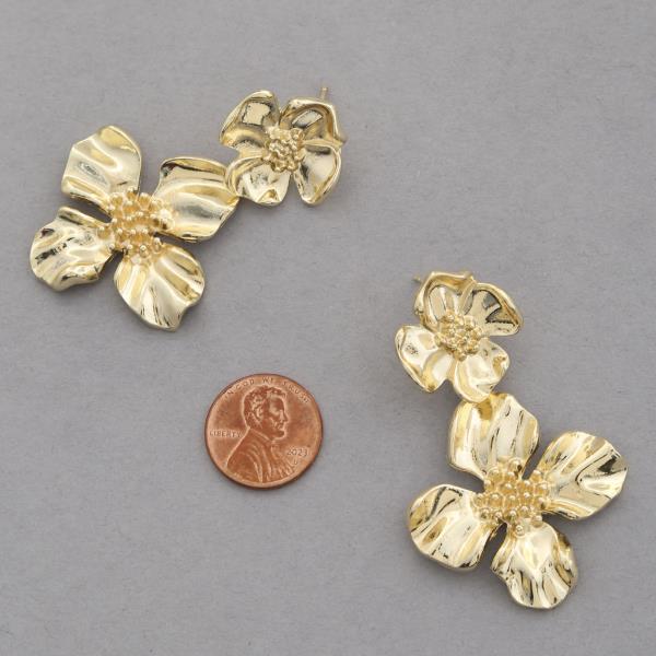 SDJ DOUBLE FLOWER METAL EARRING