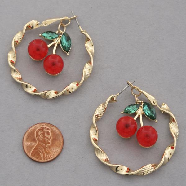 SDJ CHERRY TWISTED OPEN HOOP EARRING