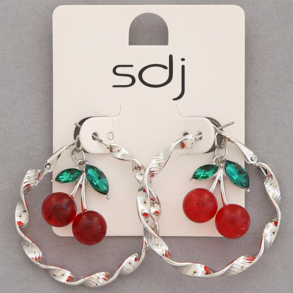 SDJ CHERRY TWISTED OPEN HOOP EARRING