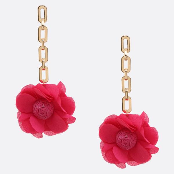 SDJ FLOWER OVAL LINK DANGLE EARRING