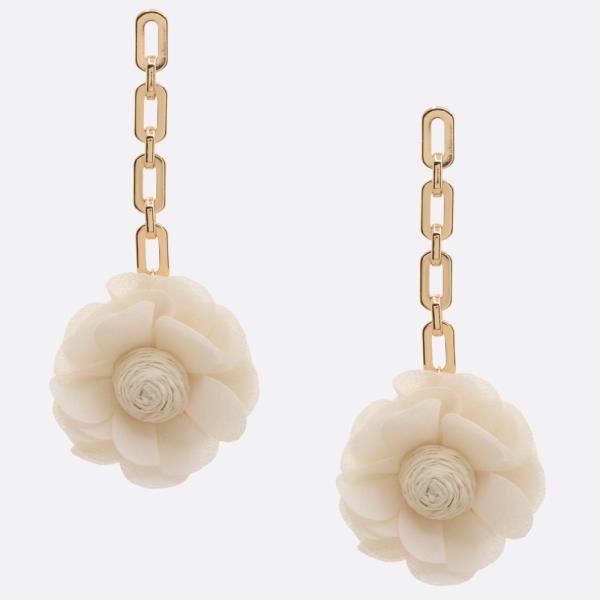 SDJ FLOWER OVAL LINK DANGLE EARRING