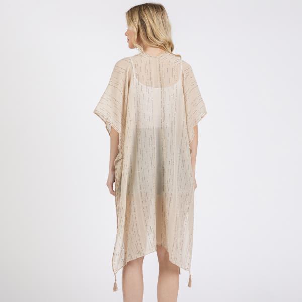 (ONLINE ONLY) COLORED STITCH TRIM AND TASSEL KIMONO