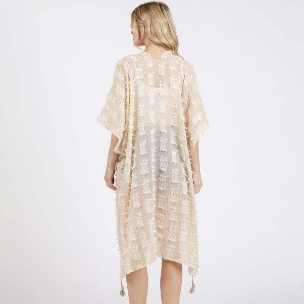 (ONLINE ONLY) DISTRESSED PATTERN TASSEL KIMONO