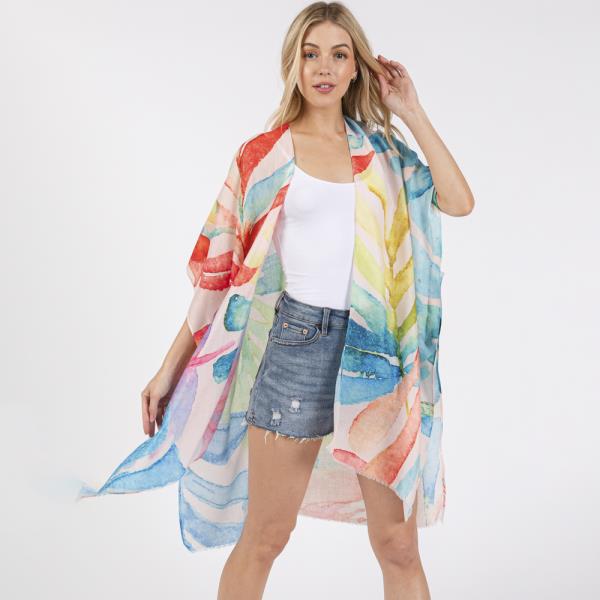 (ONLINE ONLY) WATERCOLOR LEAVES PRINT KIMONO