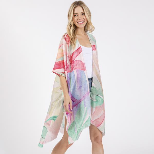 (ONLINE ONLY) WATERCOLOR LEAVES PRINT KIMONO