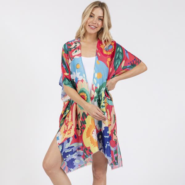 (ONLINE ONLY) MULTI COLOR FLOWER PRINT KIMONO