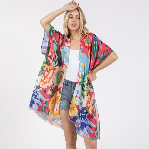 (ONLINE ONLY) MULTI COLOR FLOWER PRINT KIMONO