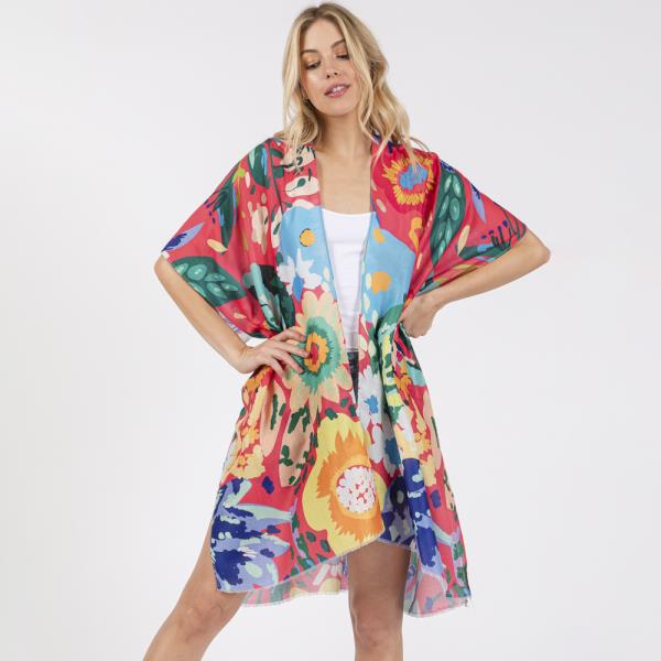 (ONLINE ONLY) MULTI COLOR FLOWER PRINT KIMONO