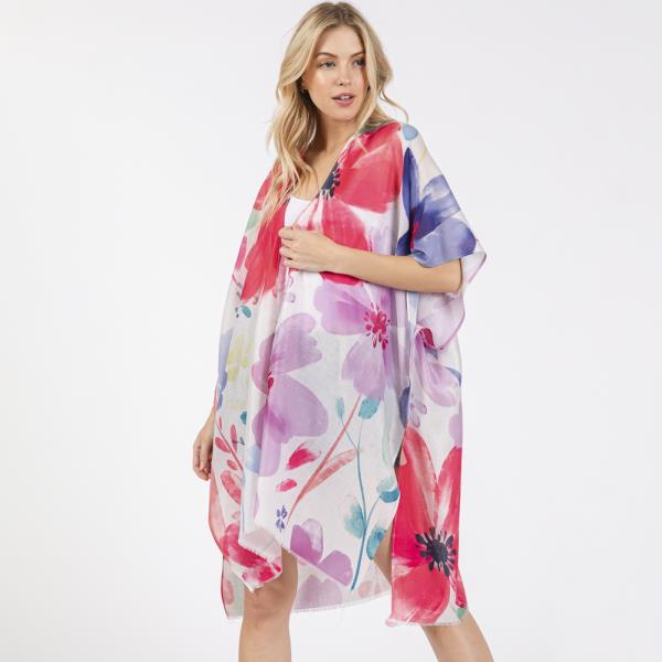 (ONLINE ONLY) WATERCOLOR FLOWER PRINT KIMONO