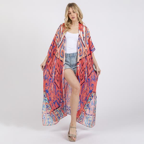 (ONLINE ONLY) BOHO PRINT OPEN FRONT LONG KIMONO