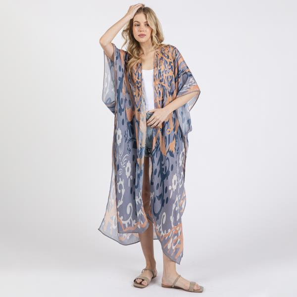 (ONLINE ONLY) BOHO PRINT OPEN FRONT LONG KIMONO