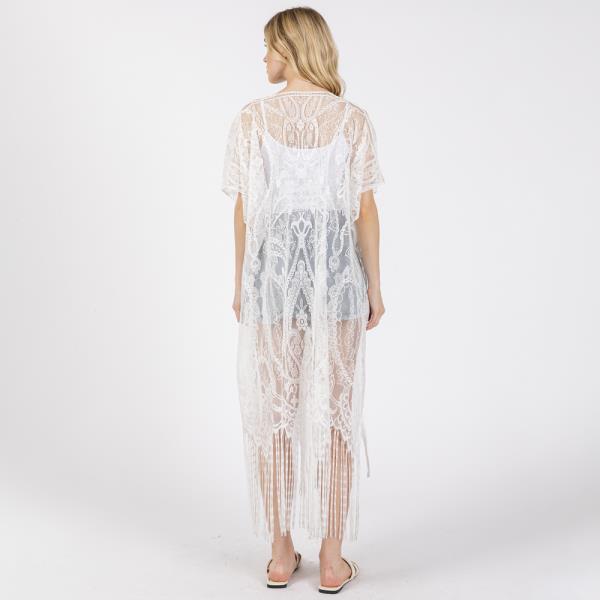 (ONLINE ONLY) ELEGANT LACE FRINGE COVER UP KIMONO