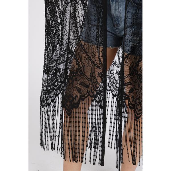 (ONLINE ONLY) ELEGANT LACE FRINGE COVER UP KIMONO