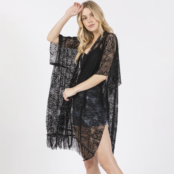 (ONLINE ONLY) FLOWER PATTERN CROCHET LACE TASSEL COVER UP