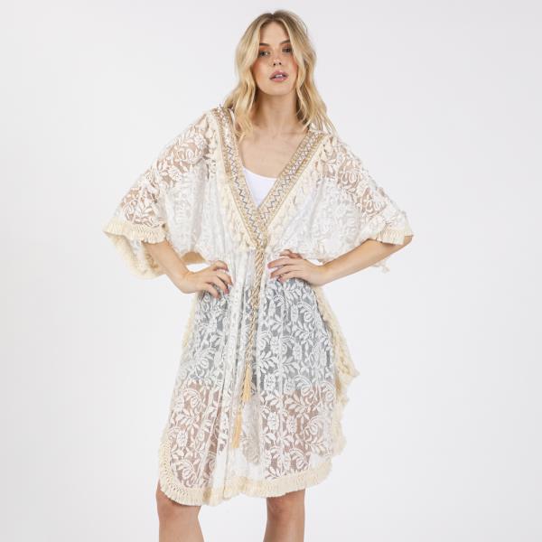 (ONLINE ONLY) FLOWER LACE TASSEL DECO COVER UP