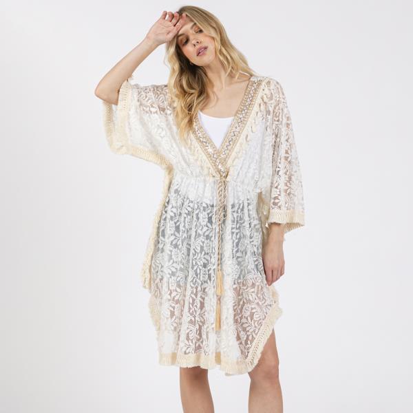 (ONLINE ONLY) FLOWER LACE TASSEL DECO COVER UP