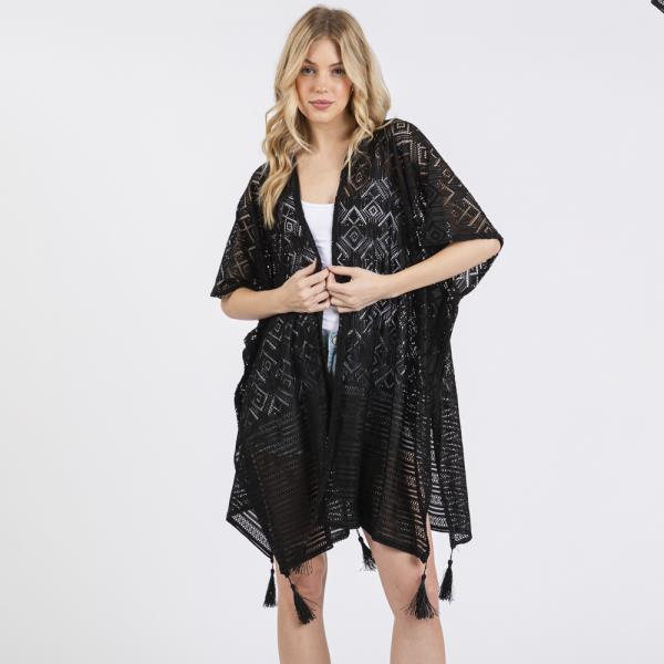 (ONLINE ONLY) GEOMETRIC PATTERN TASSEL COVER UP