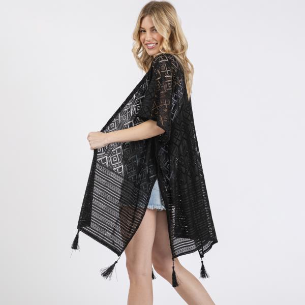 (ONLINE ONLY) GEOMETRIC PATTERN TASSEL COVER UP