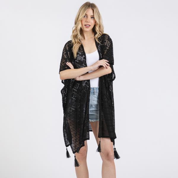 (ONLINE ONLY) GEOMETRIC PATTERN TASSEL COVER UP