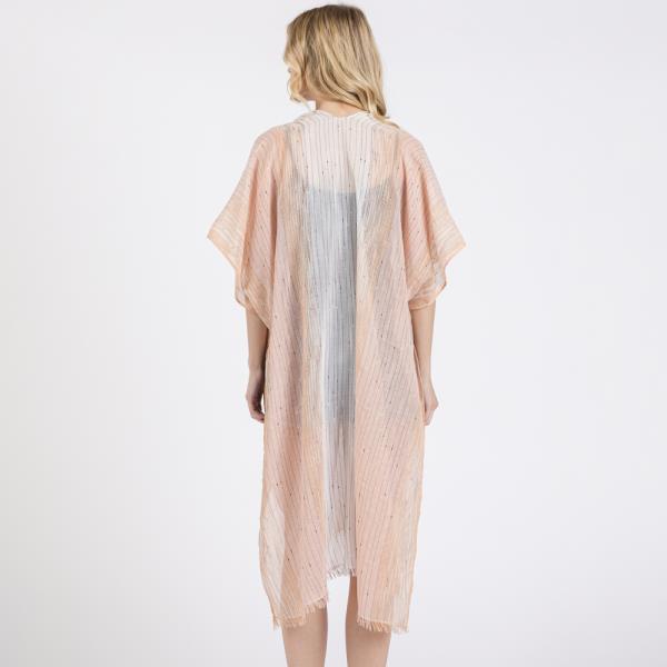 (ONLINE ONLY) STRIPED TWO TONE COVER UP KIMONO