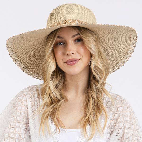 (ONLINE ONLY) EDGE AND BAND WOVEN DETAIL WIDE BRIM FLOPPY STRAW HAT