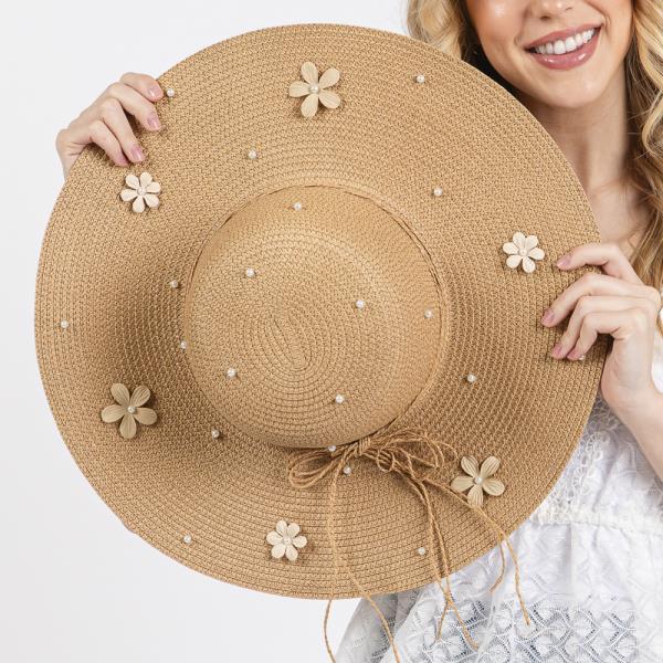 (ONLINE ONLY) DAISY AND PEARL DECO WIDE FLOPPY SUN HAT