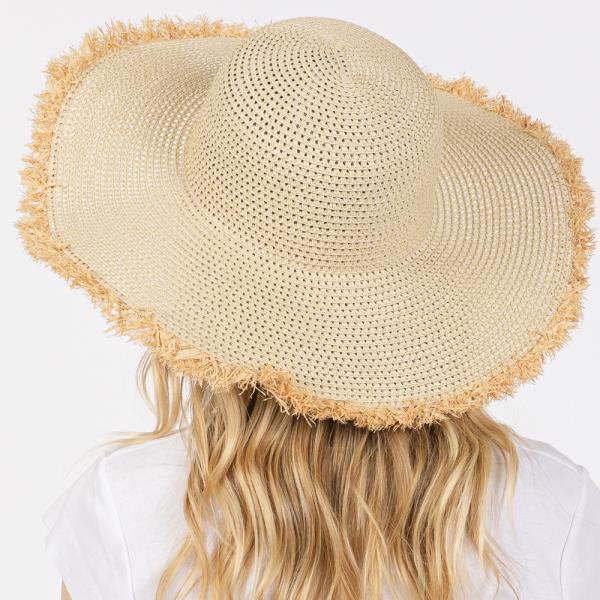 (ONLINE ONLY) FRAYED EDGE FLOPPY STRAW HAT