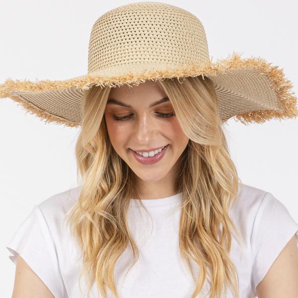 (ONLINE ONLY) FRAYED EDGE FLOPPY STRAW HAT