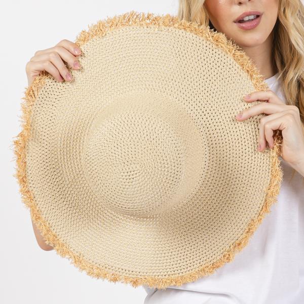 (ONLINE ONLY) FRAYED EDGE FLOPPY STRAW HAT