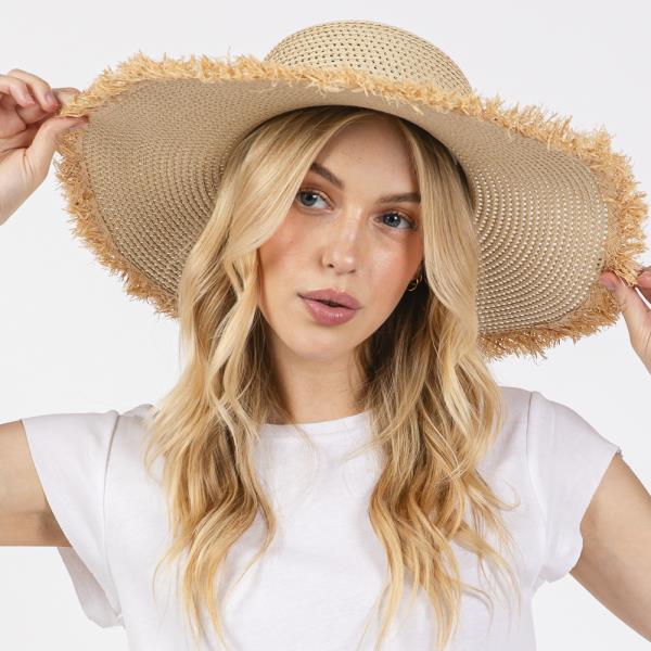 (ONLINE ONLY) FRAYED EDGE FLOPPY STRAW HAT