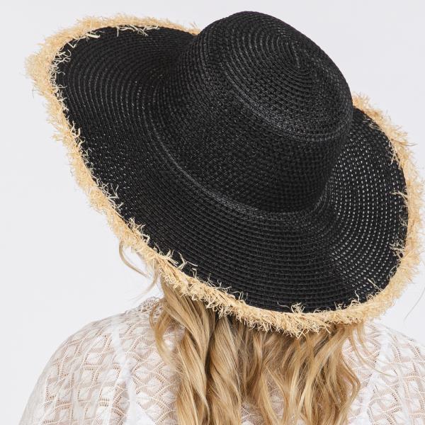 FRAYED EDGE FLOPPY STRAW HAT